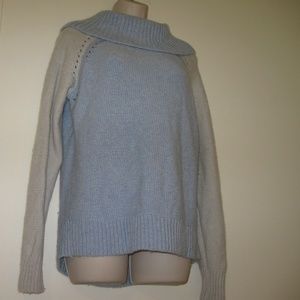 SOFT REAL LAMBS WOOL COWL NECK SWEATER BLUE